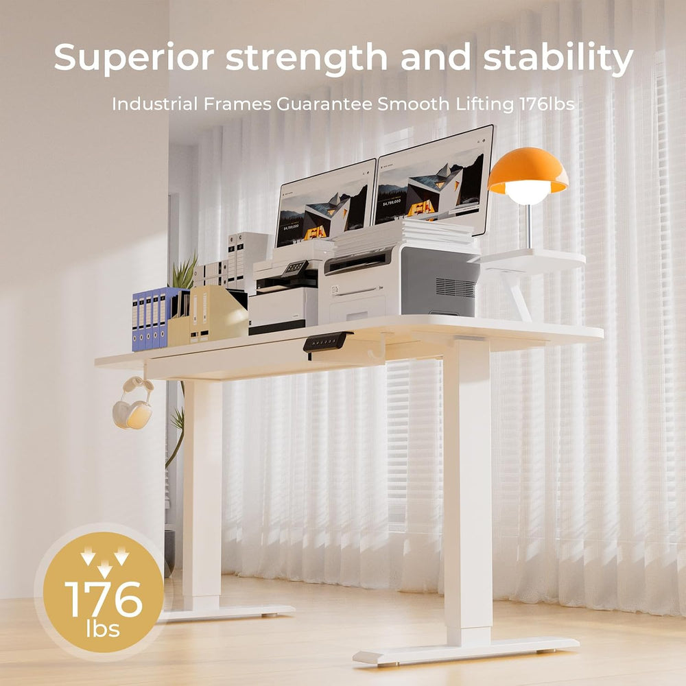 COMHOMA Electric Standing Desk with Drawers, 48 x 24'' Sit Stand up D...