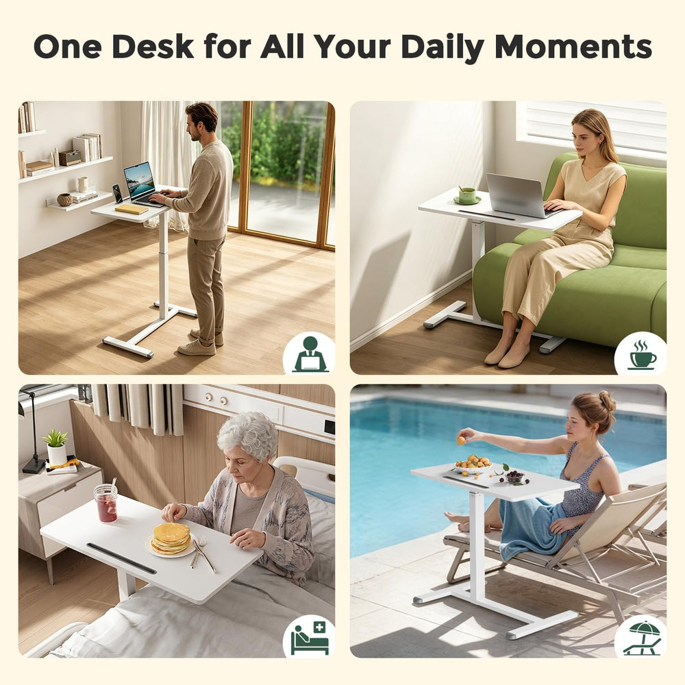 Gibbon Mounts 32” Rolling Mobile Standing Desk, Bedside Table with Wheels
