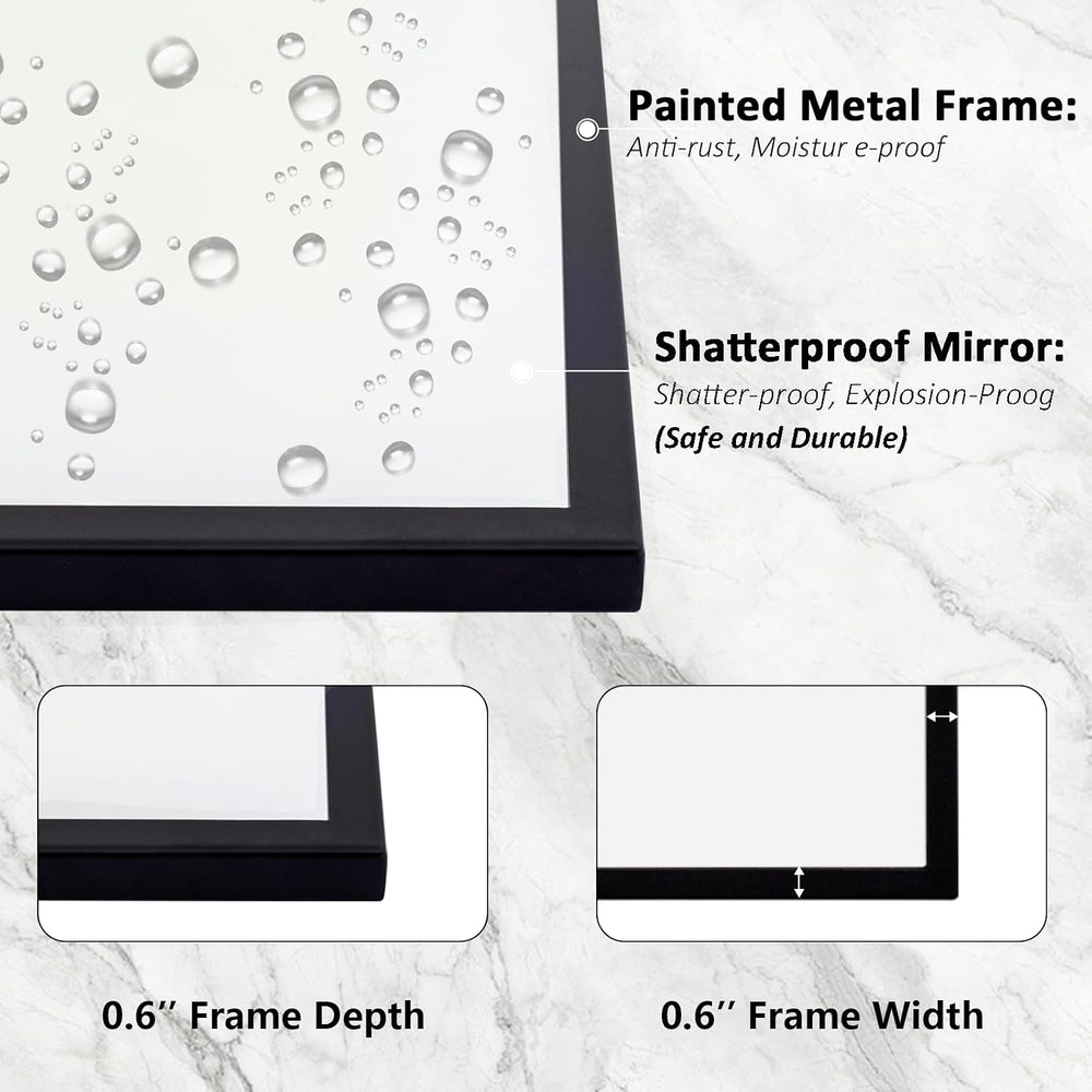Black Scalloped Arched Wall Mirror for Bathroom, 36"x24"