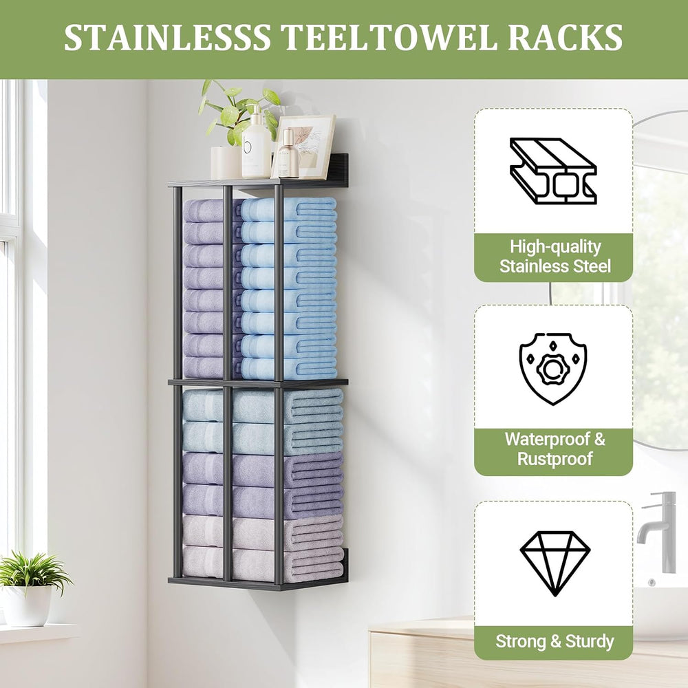 Large Capacity Three-layer Towel Racks for Bathroom Wall Mounted, Updated 3 B...