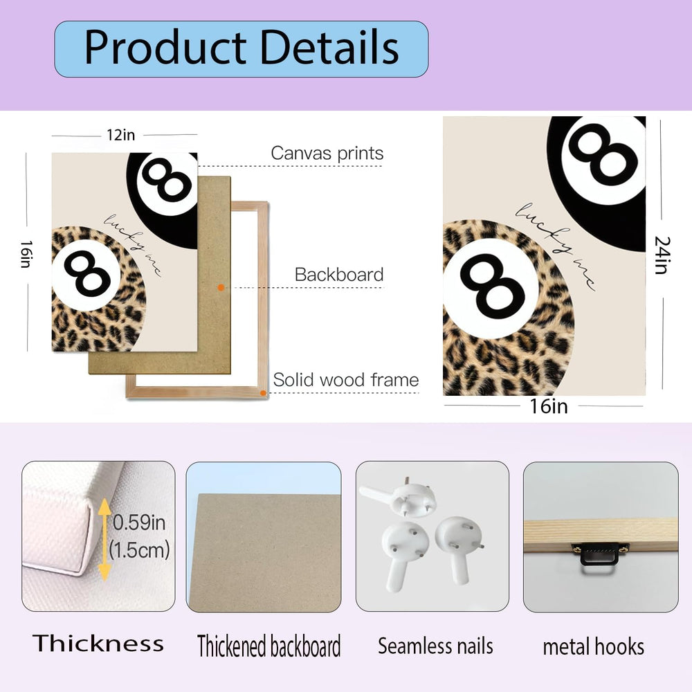 Trendy Leopard Wall Art Set of 3 Cheetah Canvas Aesthetic Wall Decor Funky Bl...
