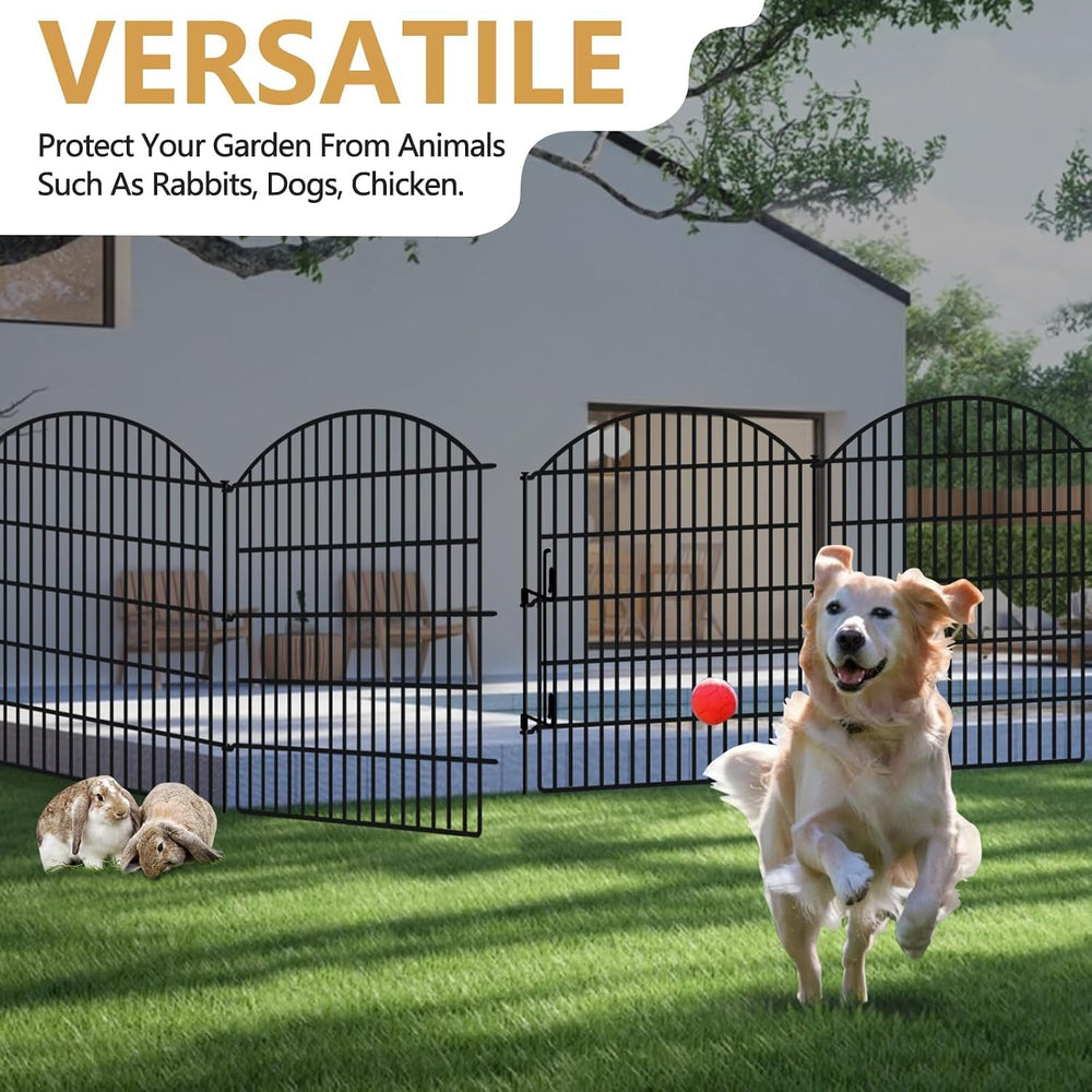 15 Panels Decorative Garden Fence with Lock, 40in (H) X 36.25ft (L) No Dig Do...