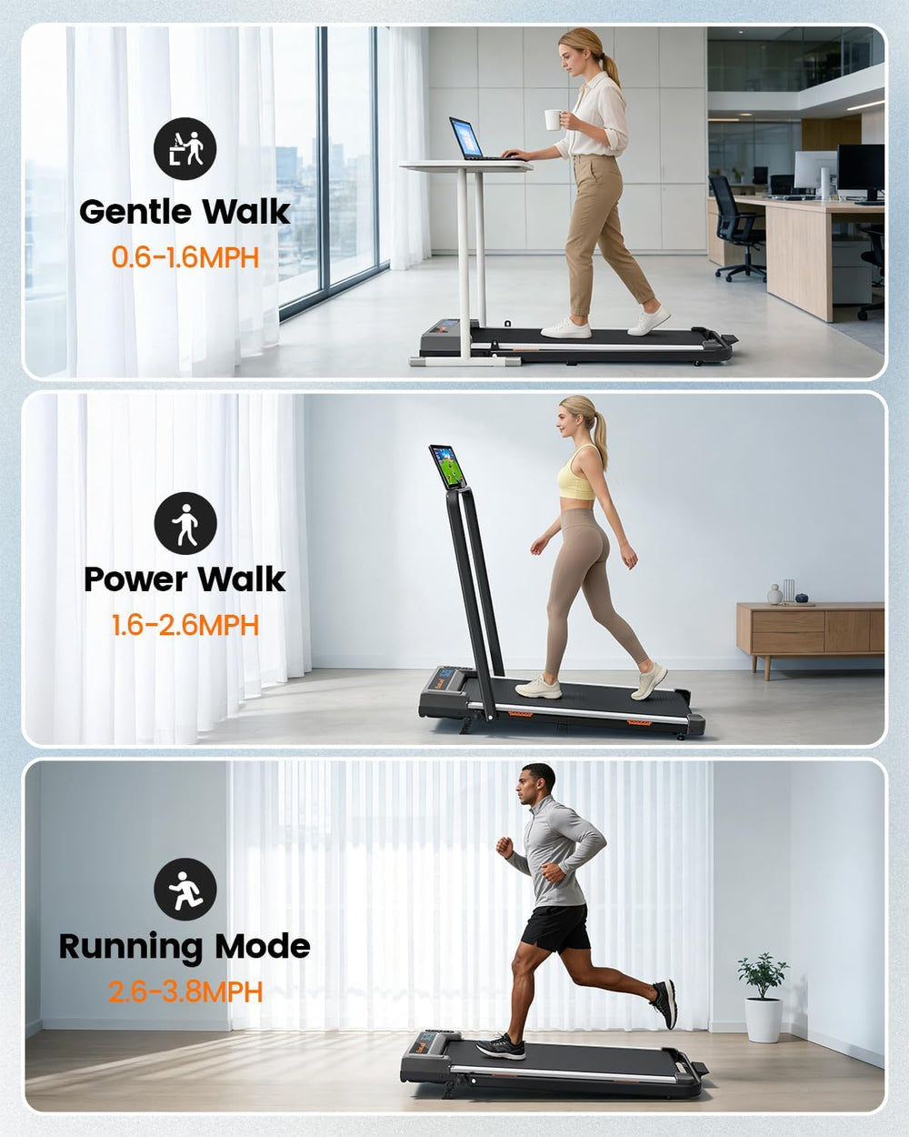 Walking Pad Treadmill for Home, Walking Pad with Incline and Handle Bar