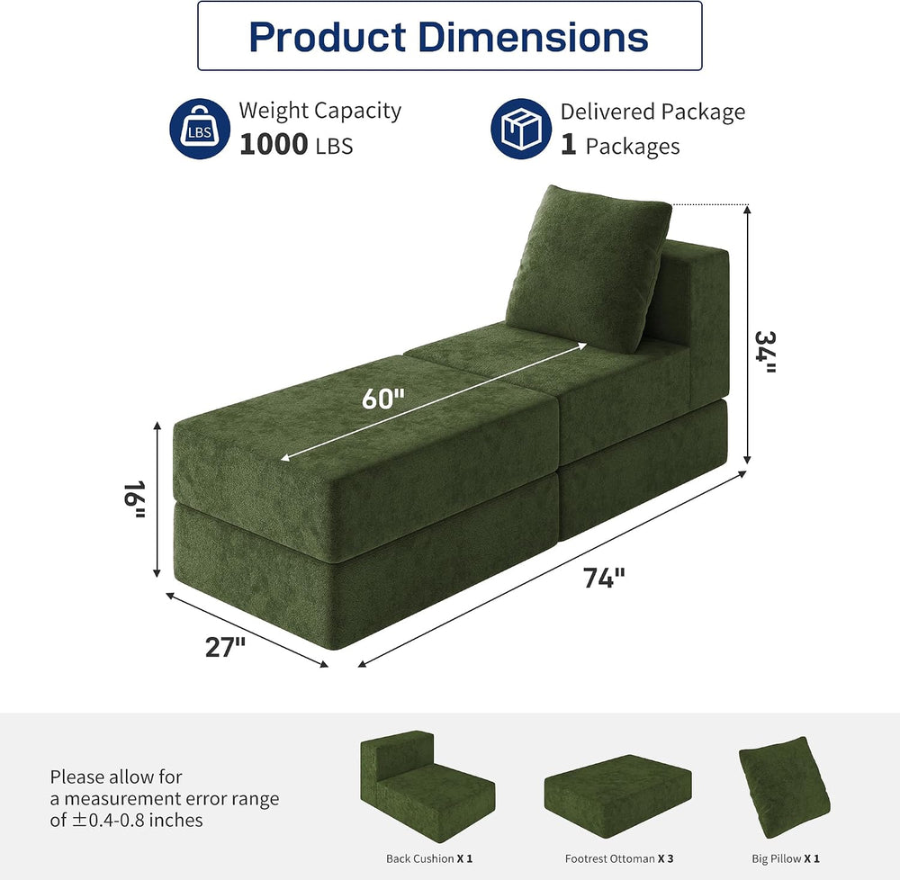 Living&Giving Cloud Sectional Couch for Living Room, Modular Boneless Cou...