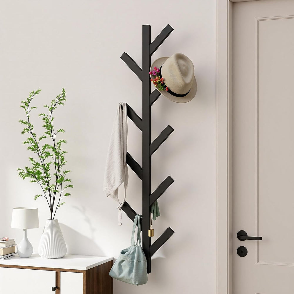 Prywot 2PK Vertical Hat Rack, Metal Coat Rack Wall Mounted, Black, 37.8"