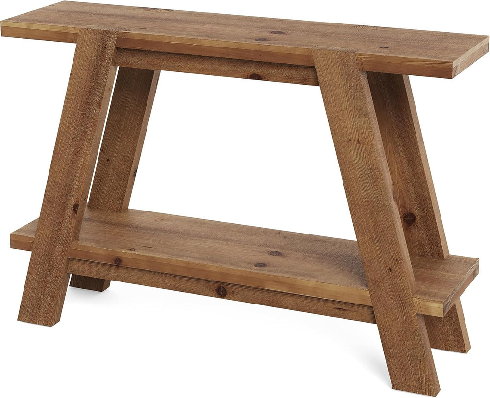43.3" Solid Wood Entryway Table, 2-Tier Farmhouse Console Table with Sto...