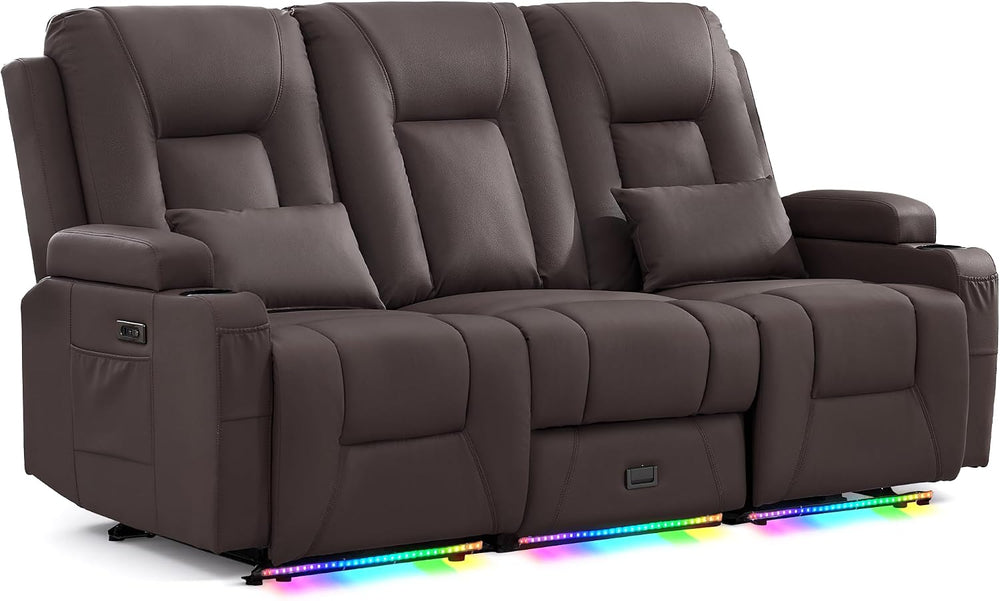 URRED Wall Hugger Power Reclining Loveseat Sofa，Dark Brown：77.3" - 3 Seats