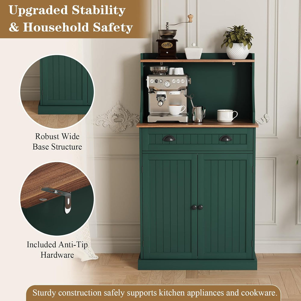 ARTPOWER 54" Microwave Stand with Storage Cabinet, Kitchen Pantry, Green
