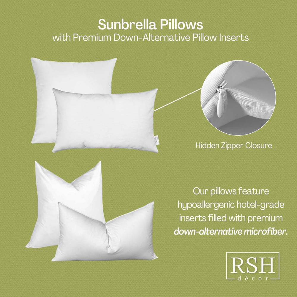RSH DECOR Square Throw Pillows Set of 2, 17x17 Inch Decorative Pillows for Co...