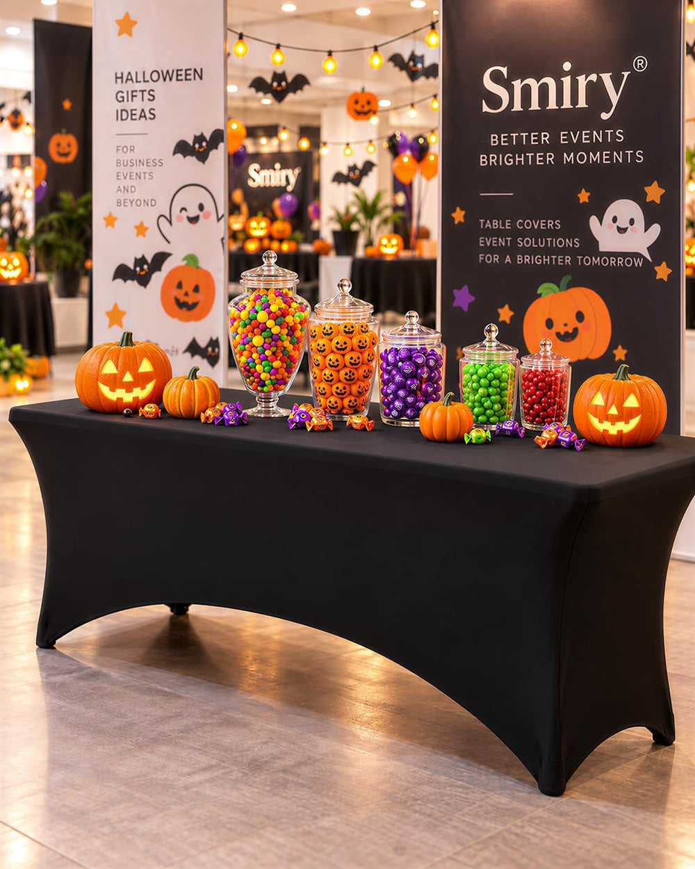 Smiry 5 Pack Spandex Table Cloth 6FT, Elastic Fitted Black Tablecloth