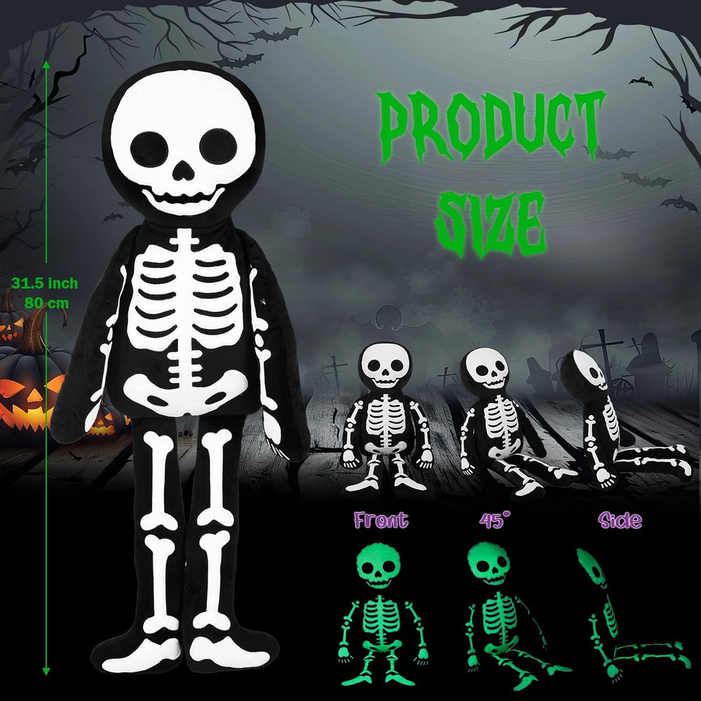 Simgoing Halloween Skeleton Plush, Glow in The Dark Skeleton Plush Pillow