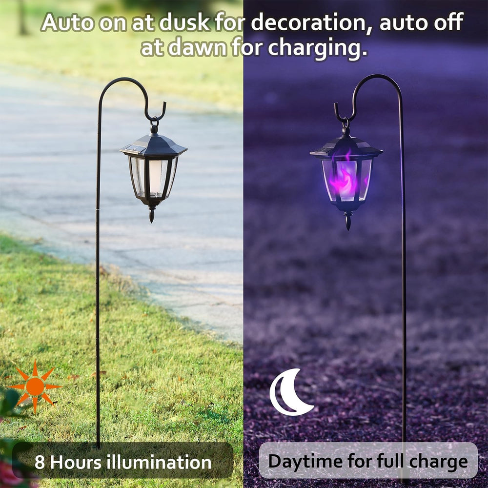 Dynaming 4 Pack Solar Halloween Flame Hanging Lights Outdoor, Flickering Flam...