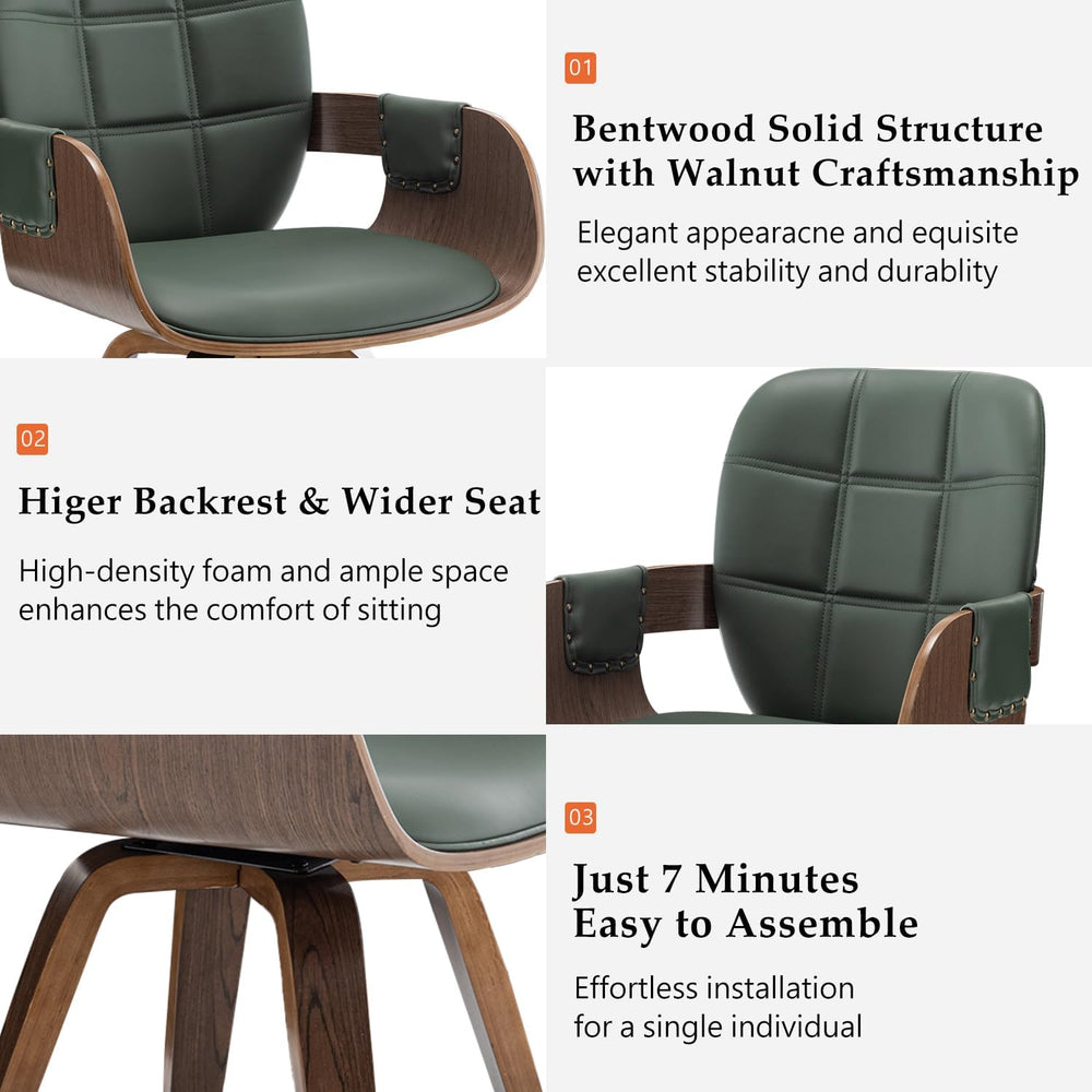 MCM dining Chairs, Faux Leather Dining Chairs with Arms and Curved Back