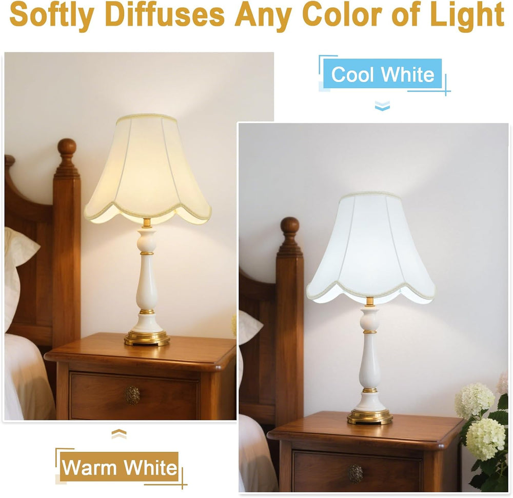 Bell Lamp Shades Set of 2, Scalloped Lamp Shade with Petal Edge Braid, 6&quot...