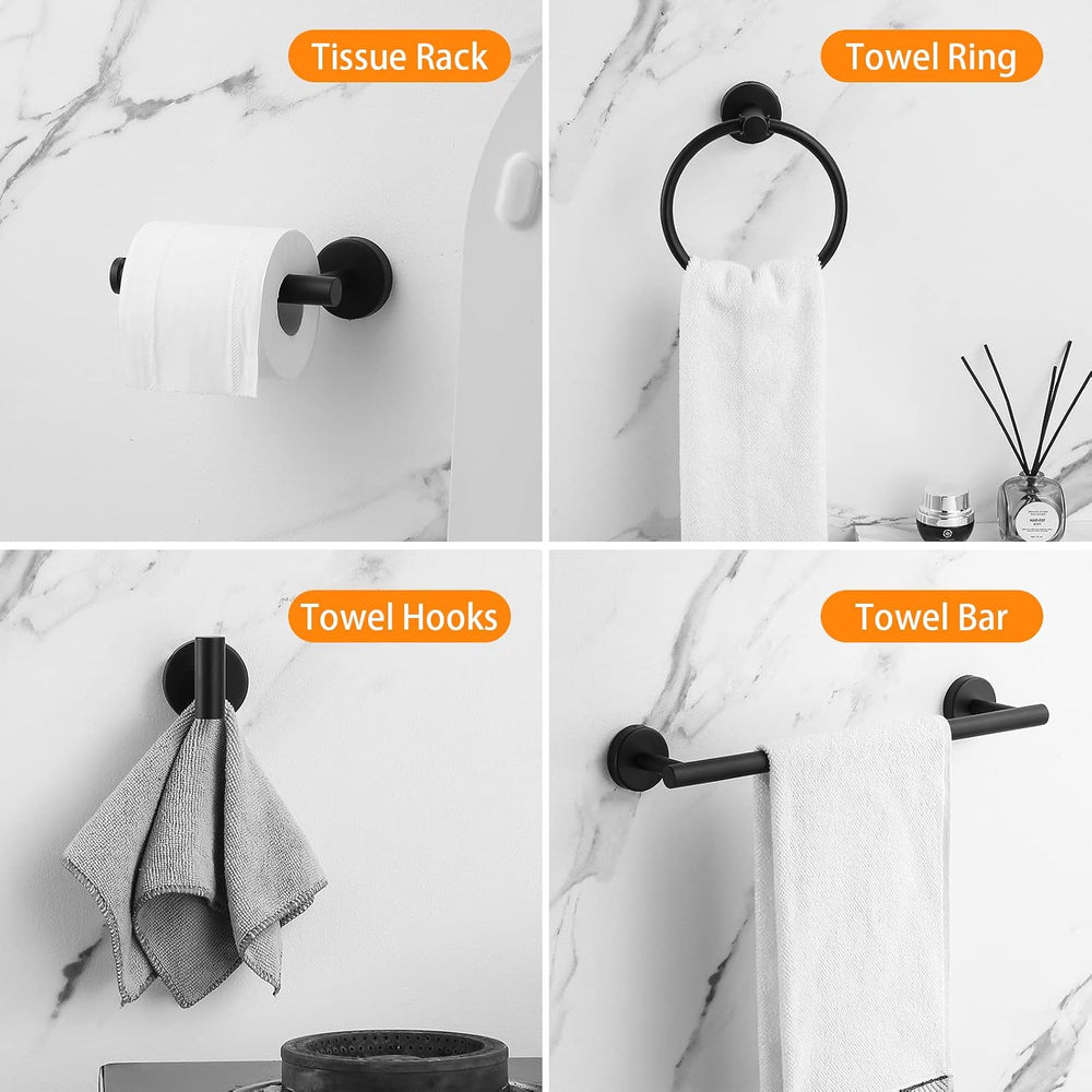Bathroom Hardware Set Black 10 Pieces, Towel Bar Set Matte Black Stainless St...