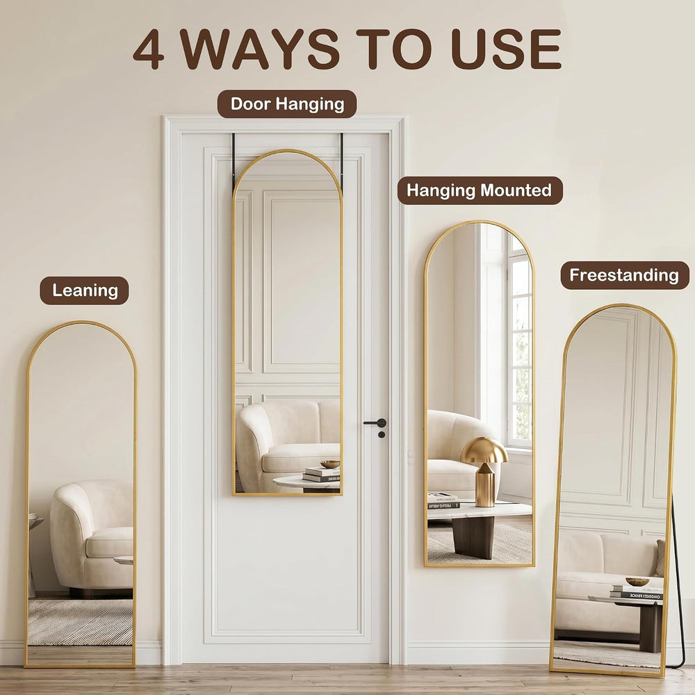 Antok Full Length Mirror, 48" x 14" Over-the-Door Hanging Mirror, Gold