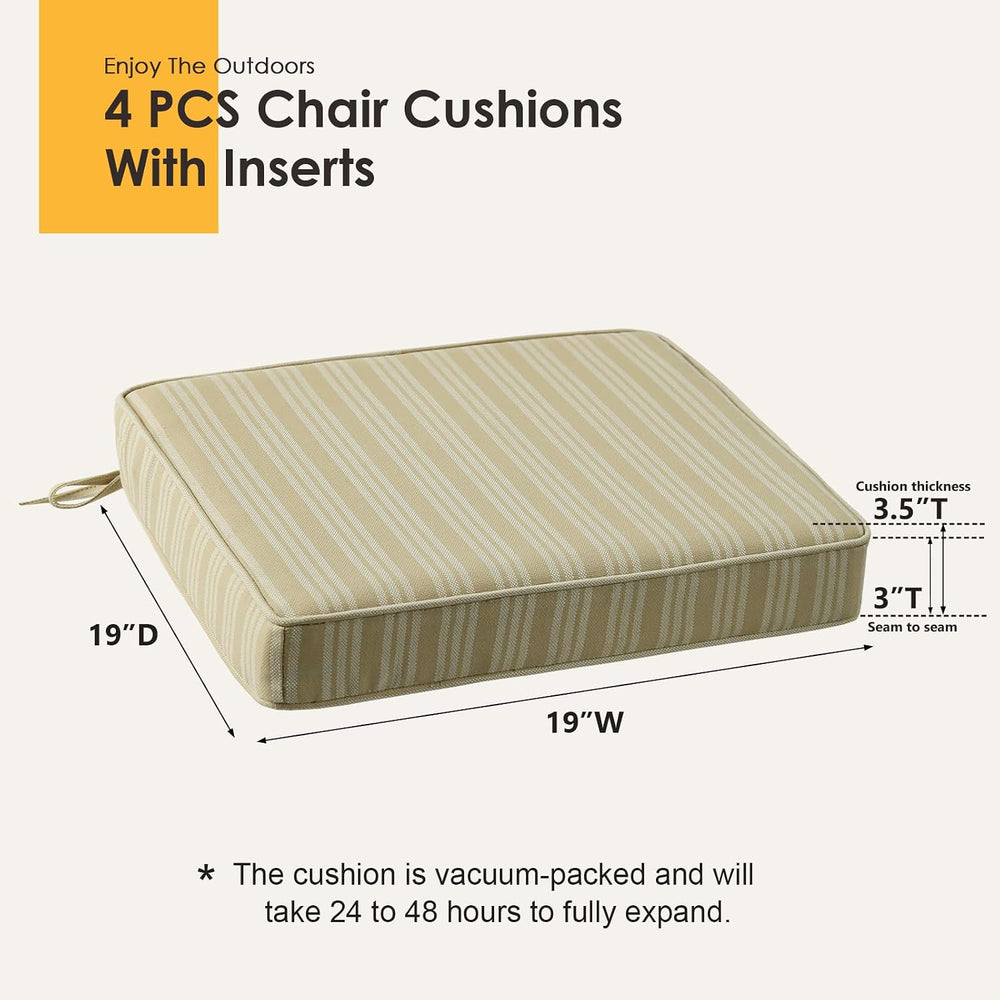 Outdoor Square Corner Seat Cushion, 19"x19"x3", Set of 4, Non ...