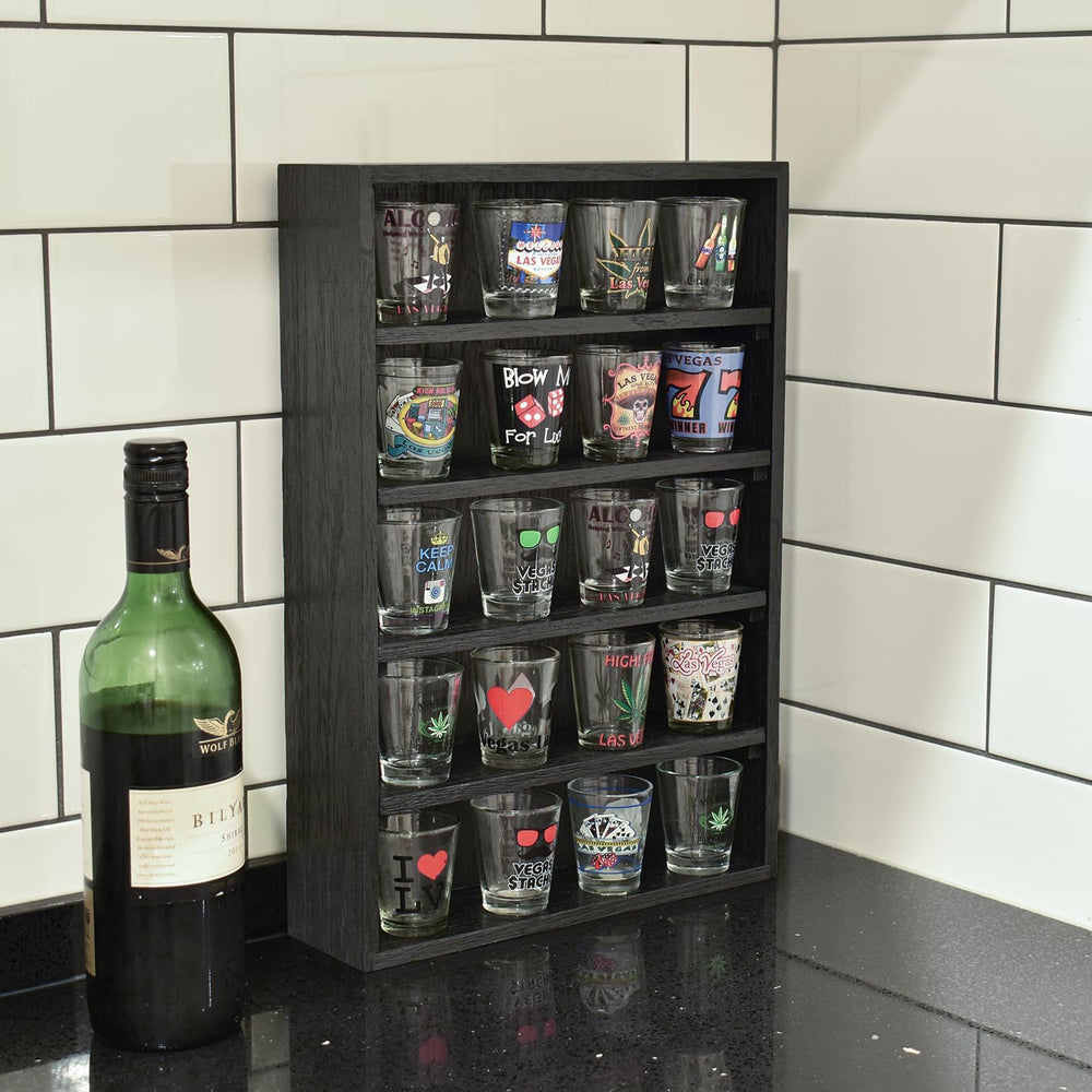 Ikee Design Wall-Mount Wooden Display Shelf with 5 Adjustable Shelves (