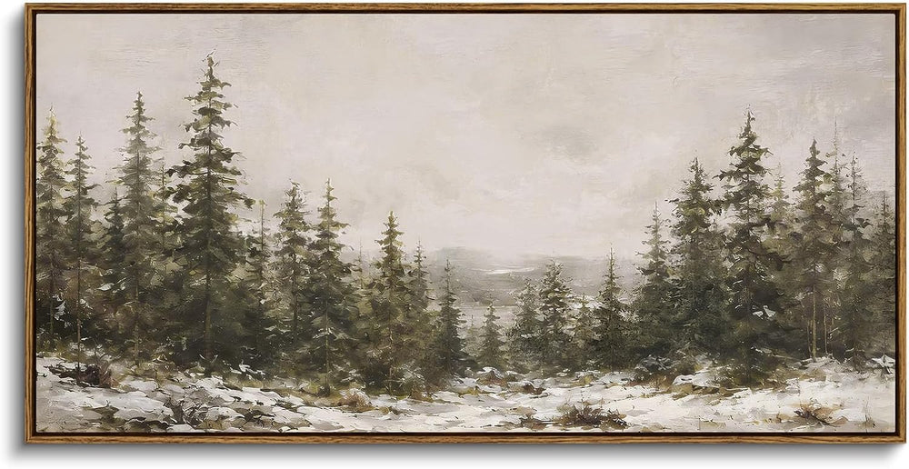 ARPEOTCY Large Winter Landscape Art, Rustic Christmas Decor, Framed,40x20in