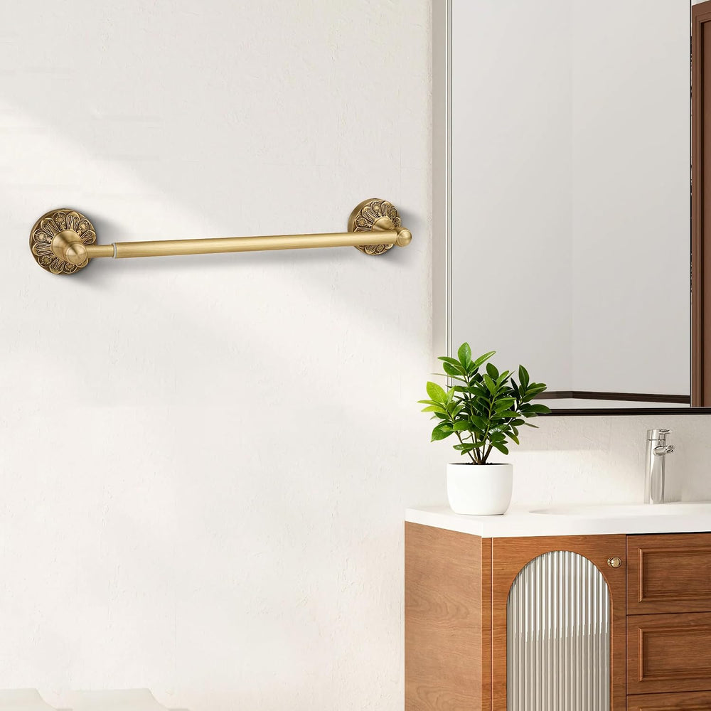 Brass Towel Bar, Adjustable Bathroom Single Towel Rack Rod, Rustic Wall Mount...