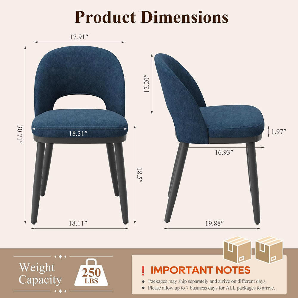 Dining Chairs Set of 4, Upholstered Dining Room Chairs with Curved Backrest