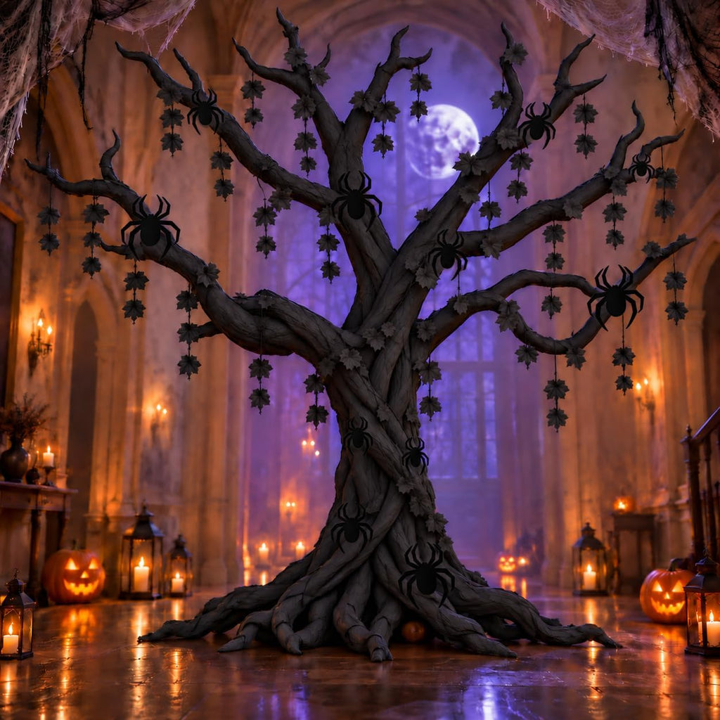 32 Pcs Halloween DIY Black Maple Tree Set, Large Halloween Tree Decoration