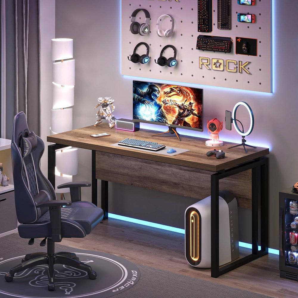 EXCEFUR Modern Computer Desk for Home Office, PC Laptop Gaming Desk, Metal Wo...