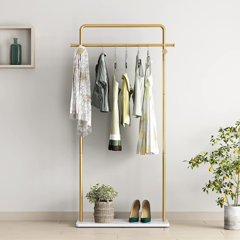 TIEOU Gold Coat Racks with Shelf, Heavy Duty Gold Clothing Racks for Boutique...