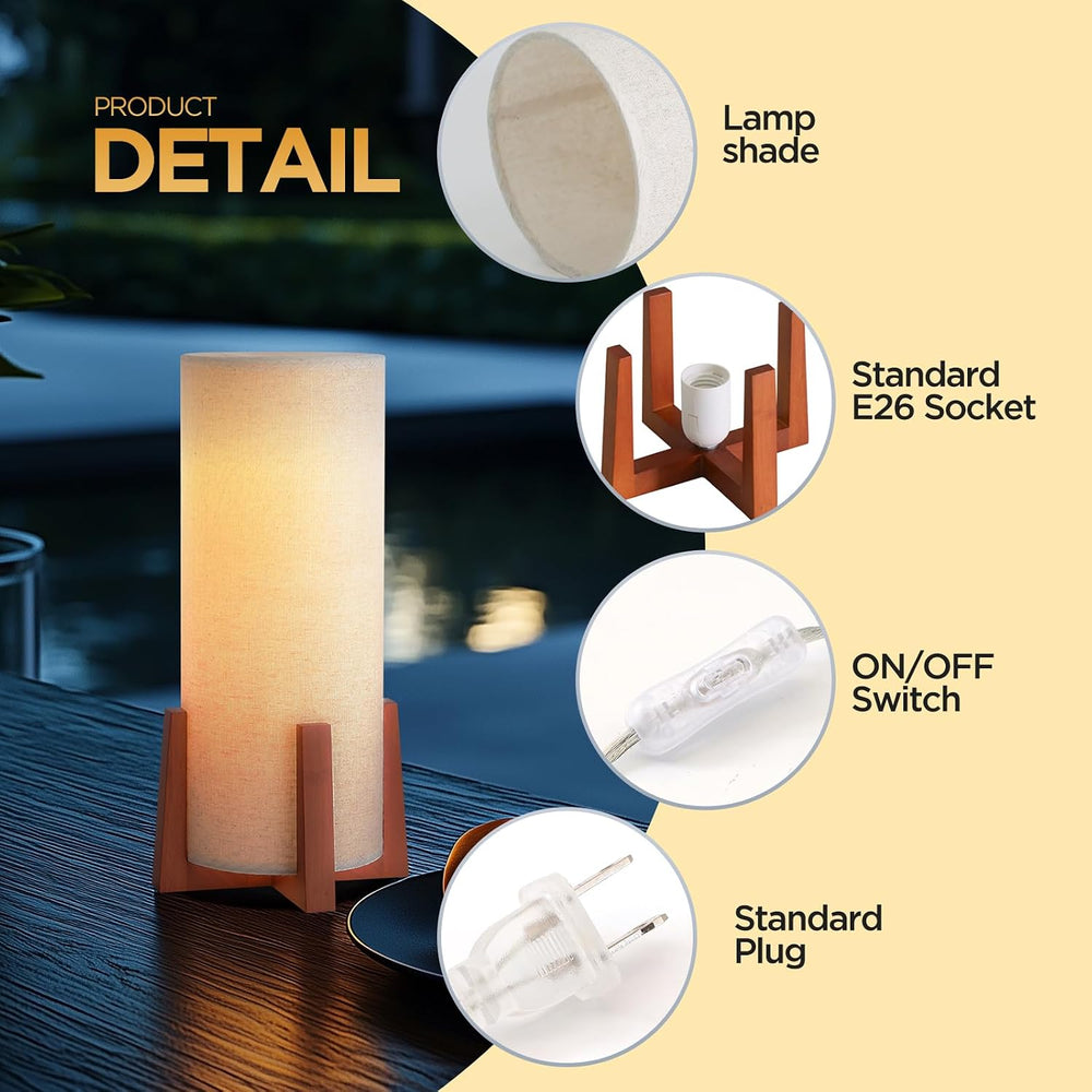 Modern Small Table Lamps, Nightstand Lamp with Linen Fabric Shade, 13.97&quot...