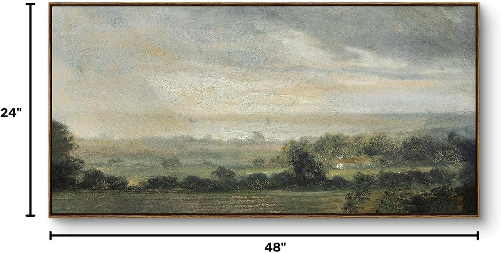 InSimSea Extra Large Framed Wall Art, Wild Field under Sky Prints,24x48inch
