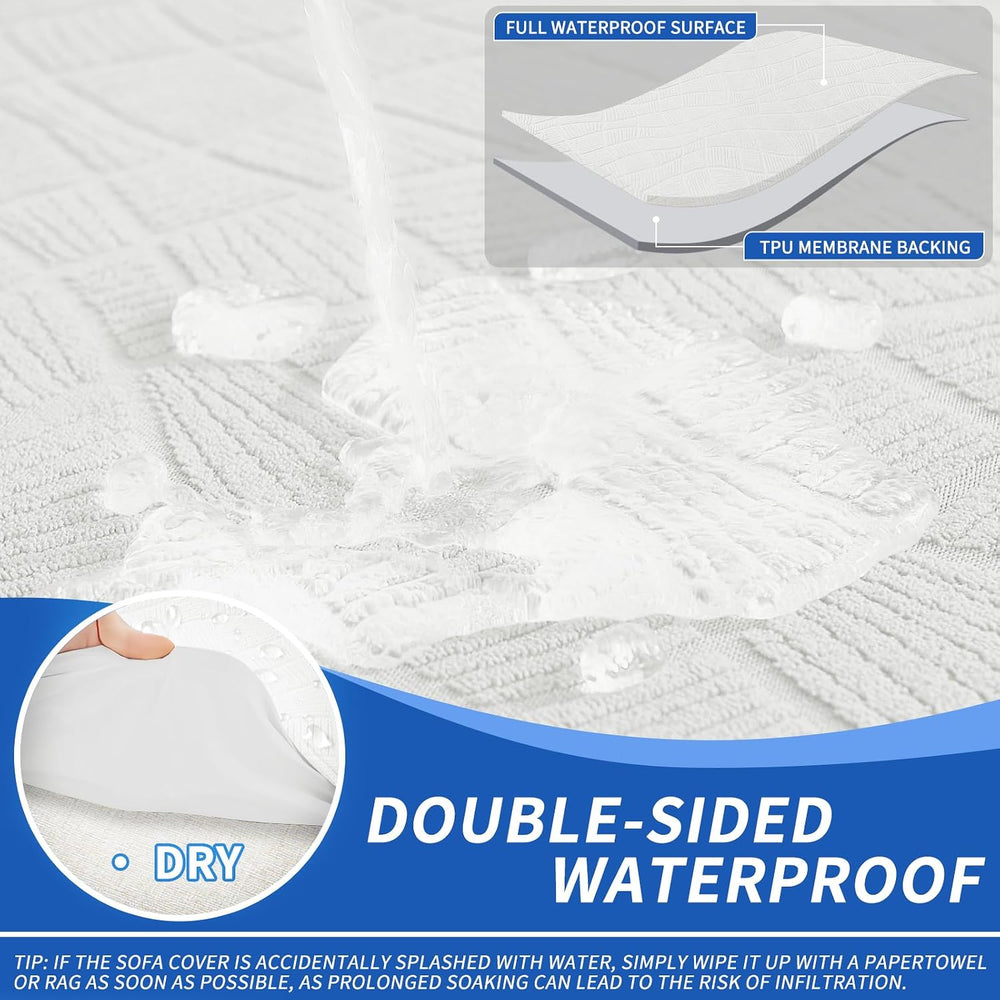 Waterproof Ottoman Cover Slipcover Washable Stretch Living Room