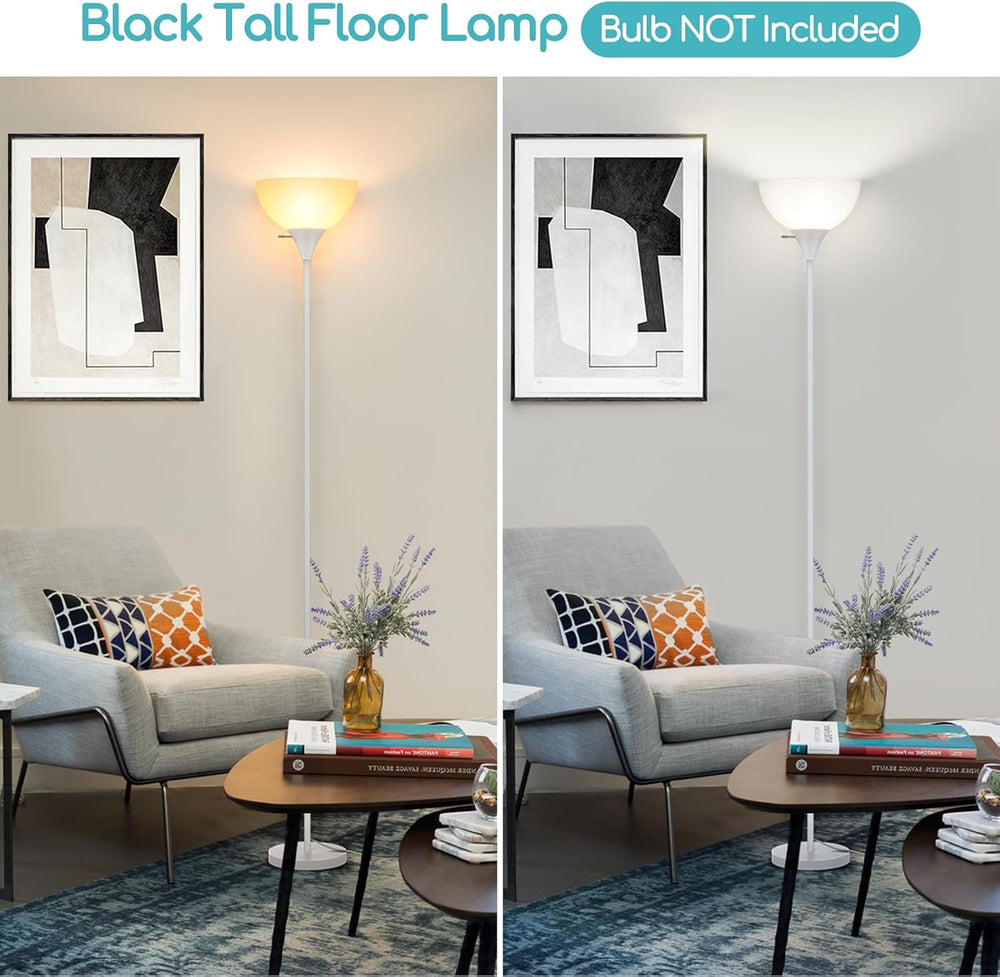 Coucrek Floor Lamp, LED Standing Lamps with White Plastic Shade, Corner Floor...