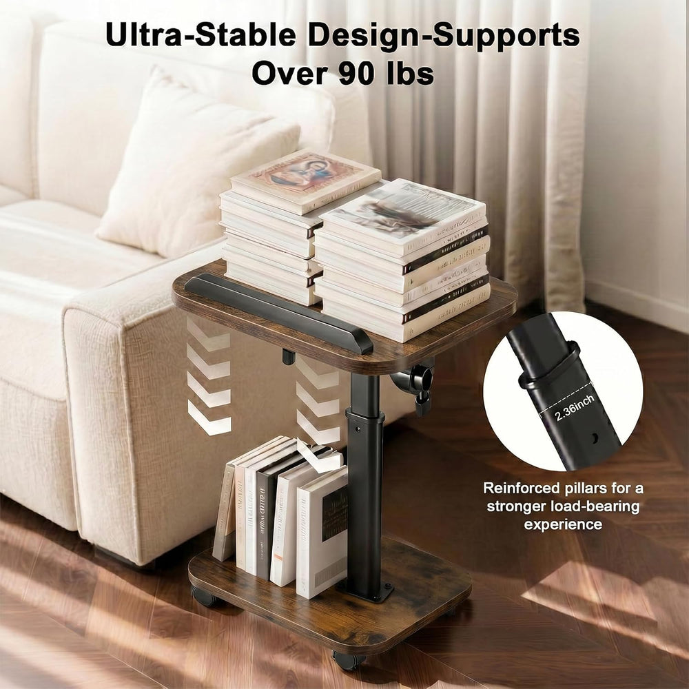 C Table End Table Adjustable Height, Rolling TV Tray Table for Small Spaces 1...