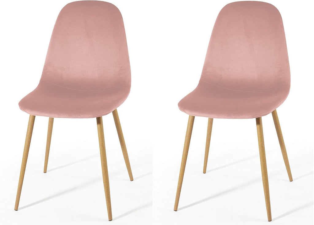 Urban Lifestyle Velvet Dining Chairs, Set of 2, Blush