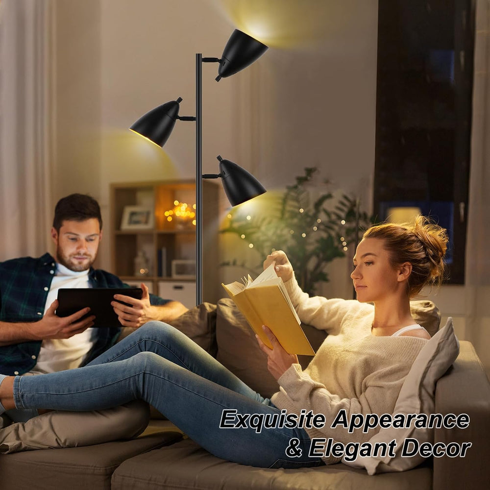 LALISU Tree Floor Lamp for Living Room, Industrial 3-Light Standing Lamp