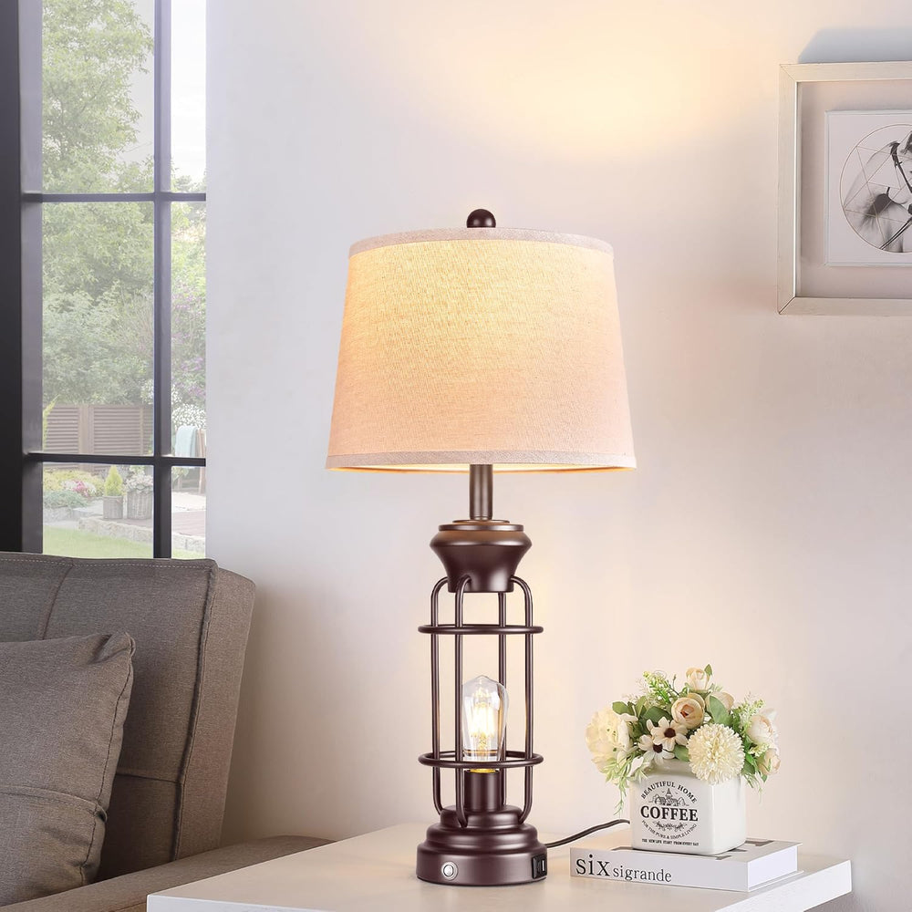 Reaketon Farmhouse Table Lamps for Living Room Set of 2, 28" Dimmable To...