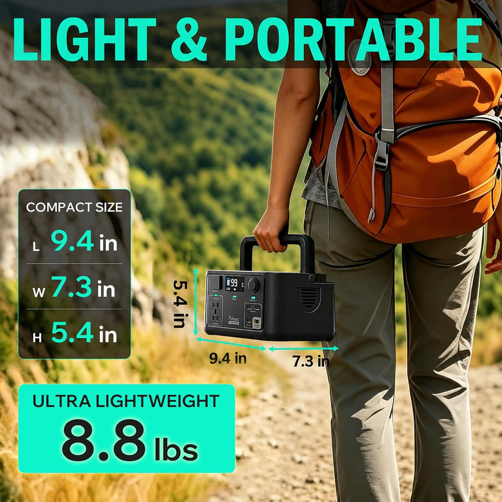 Portable Power Station 300W, 600W Surge Solar Generator 192Wh
