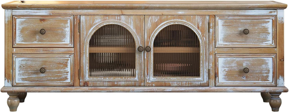 LKTART 60" Solid Wood TV Stand,Entertainment Center with Storage Drawers