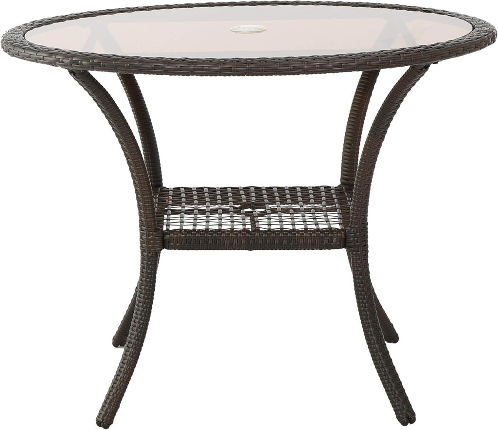 Christopher Knight Home San Pico Wicker Glass Table, Multibrown