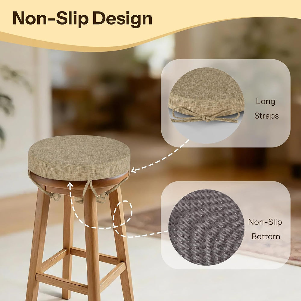 12 Inch Round Bar Stool Cushions with Non-Slip Bottom Beige