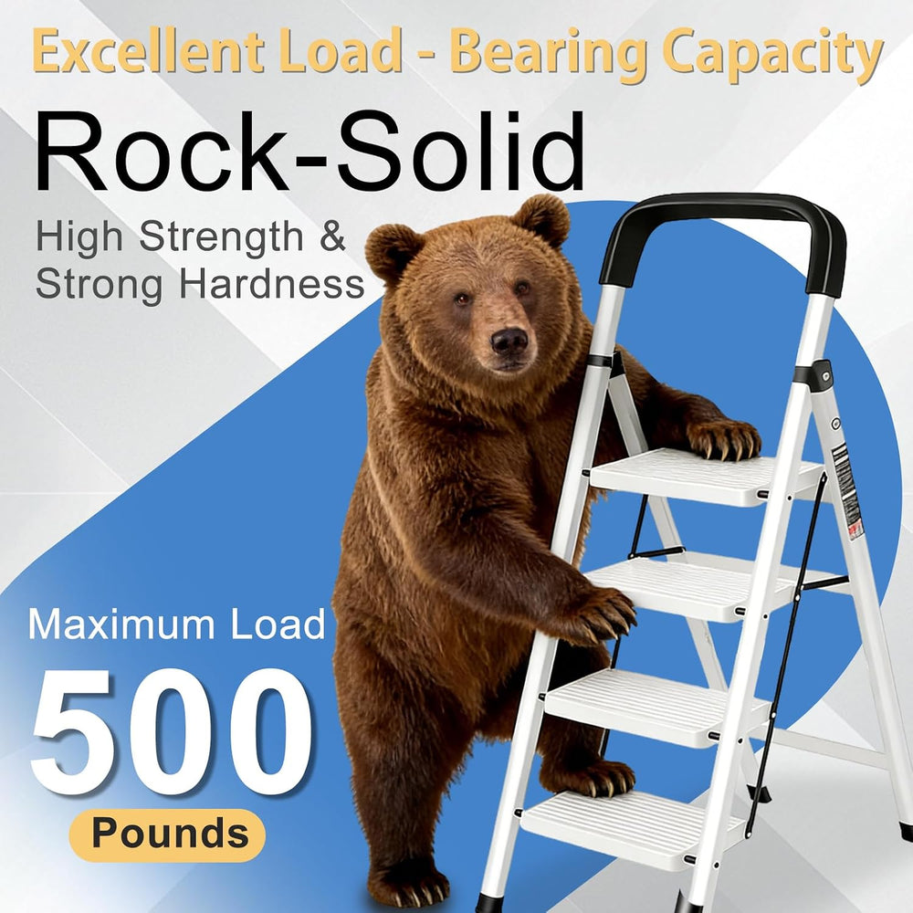 4 Step Ladder Folding Step Stool with Handrail