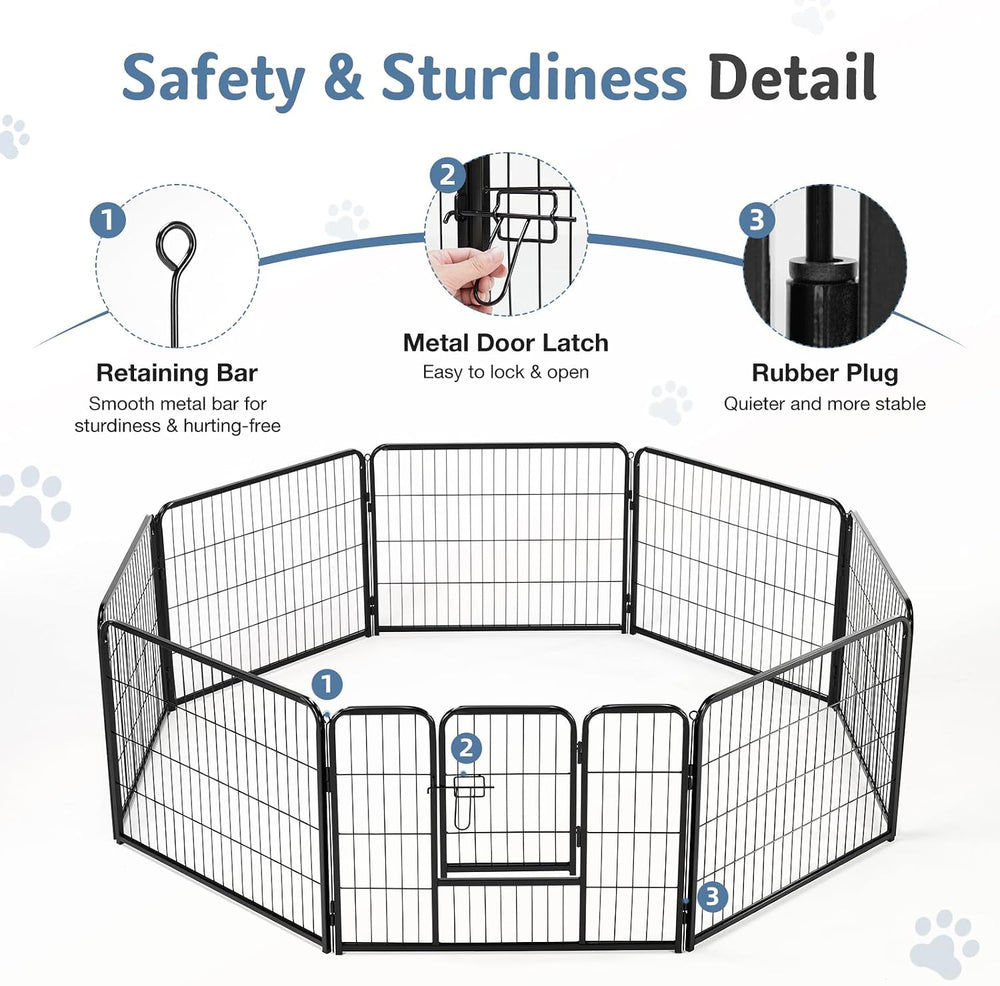 DUMOS Dog Playpen 16 Panels 24 Inch Indoor Outdoor Metal Pet Fence