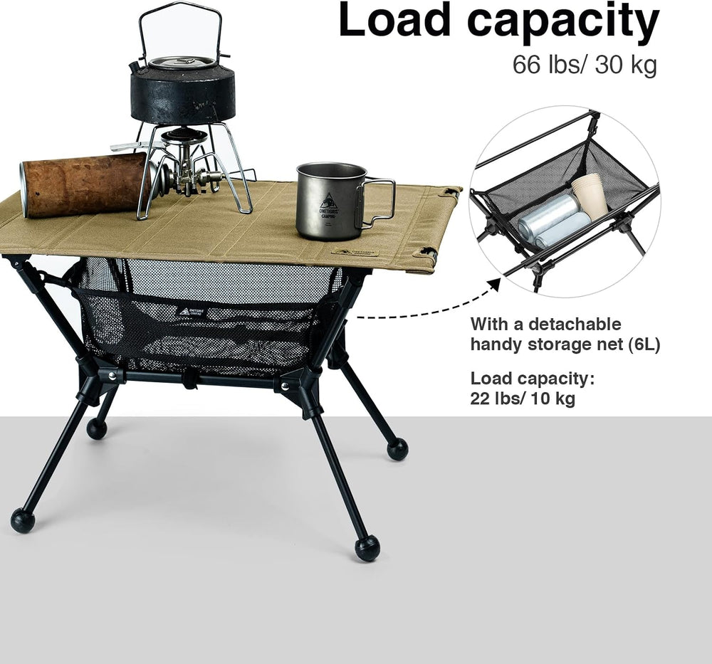 ONETIGRIS Dipper Camping Table, Lightweight Portable Table with Storage Net