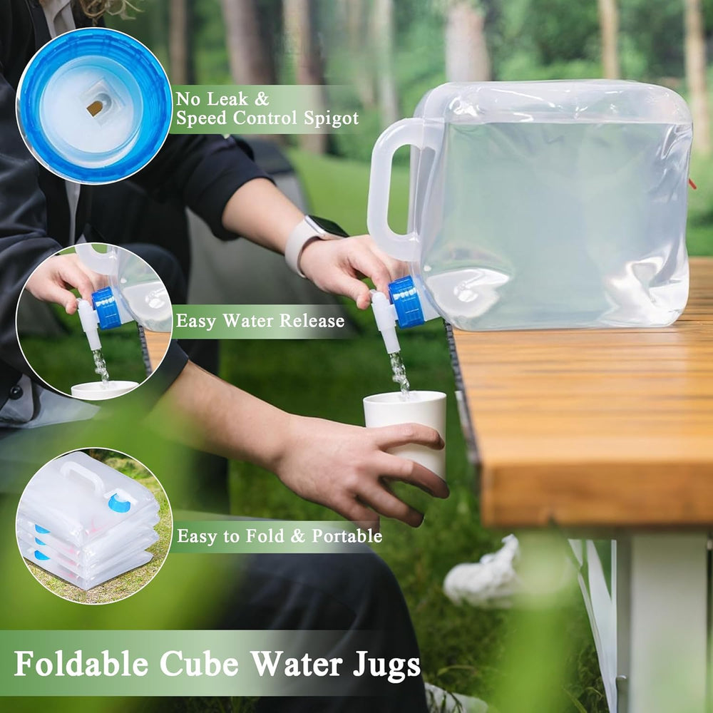 Collapsible Water Container with Spigot & Hook, BPA Free Water Jug, Folda...