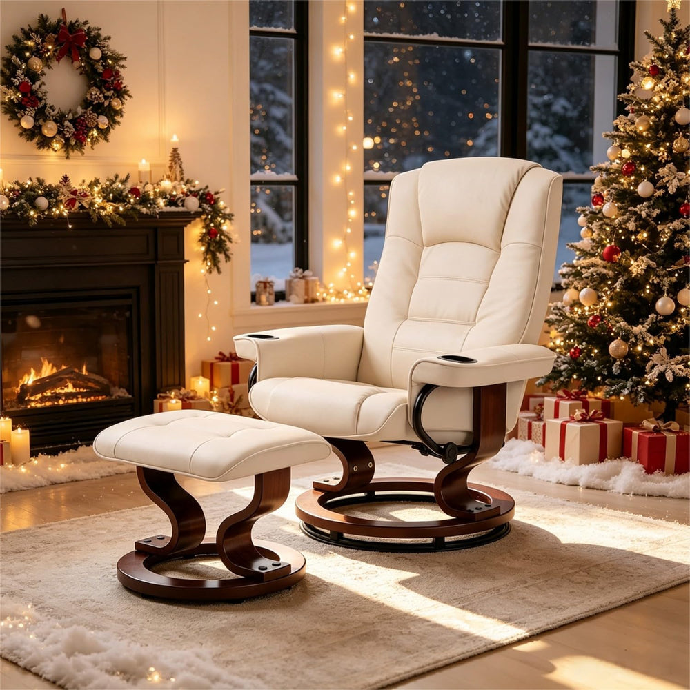 AVAWING Reclining Chair with Vibration Massage Faux Leather Recliner with Ott...
