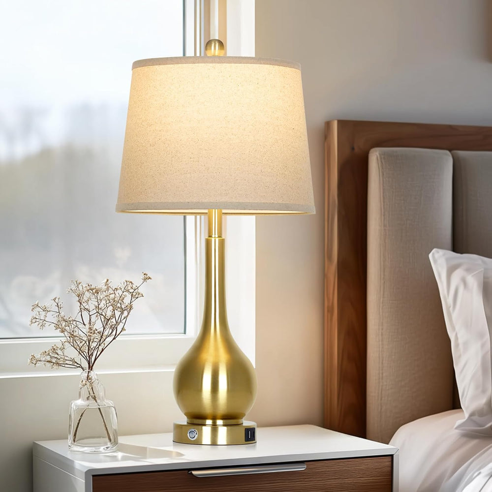 26" Gold Table Lamps Set of 2 for Living Room, Touch Control Bedroom Lam...