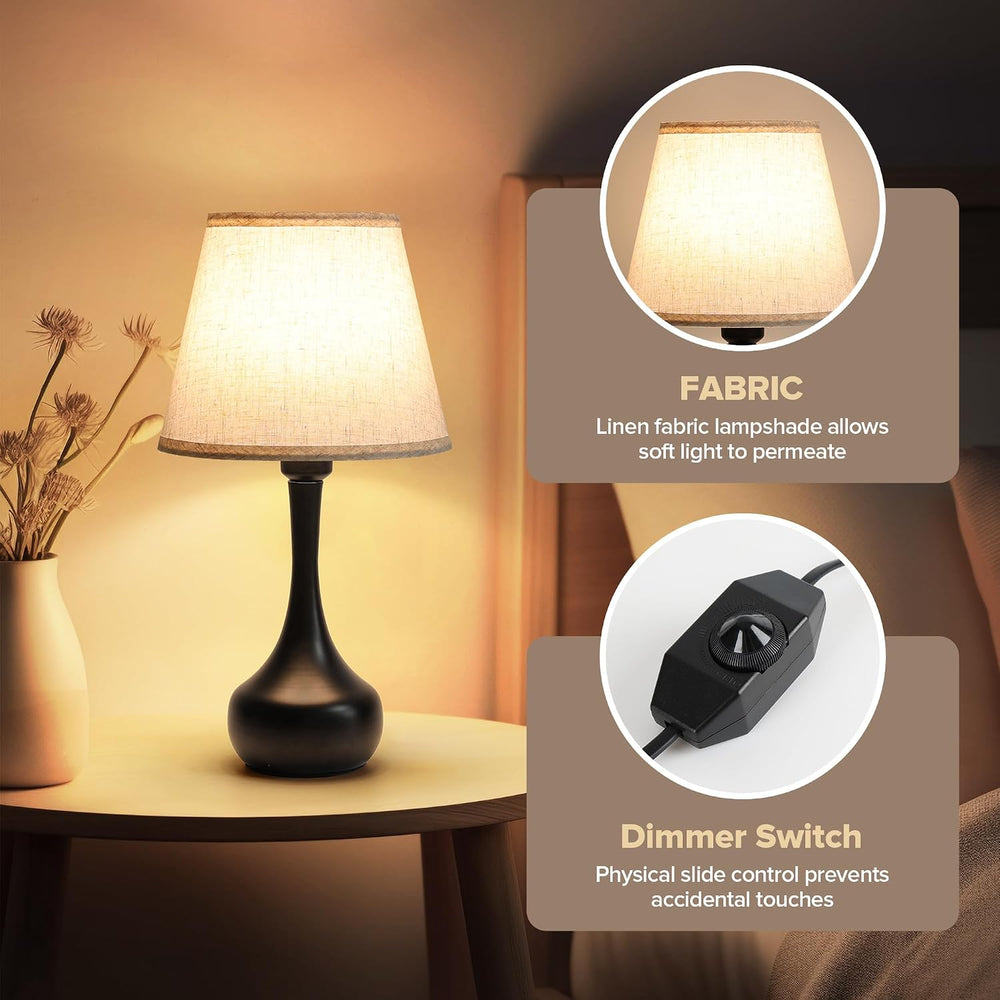 18" Bedside Lamps for Nightstand, 0-100% Dimmable Table Lamps