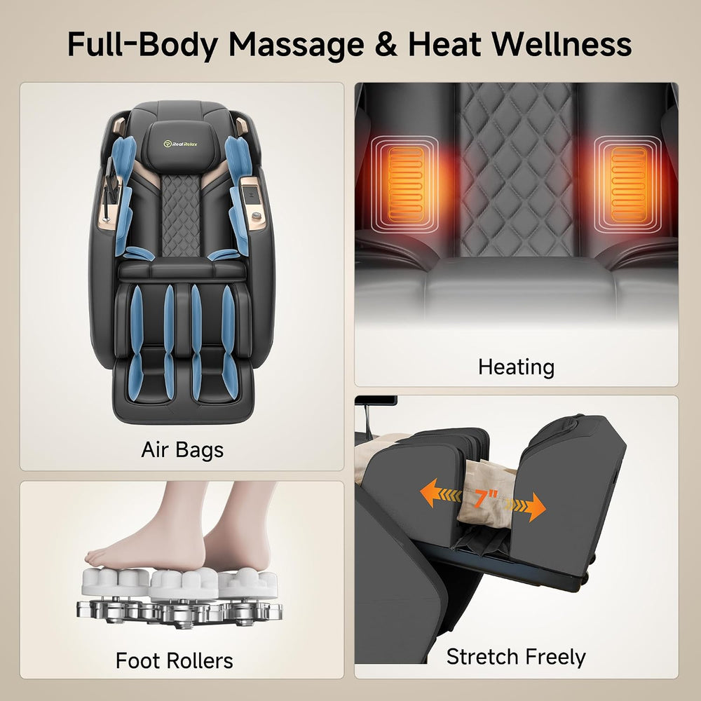 Real Relax 4D Massage Chair Full Body Zero Gravity SL Track Recliner