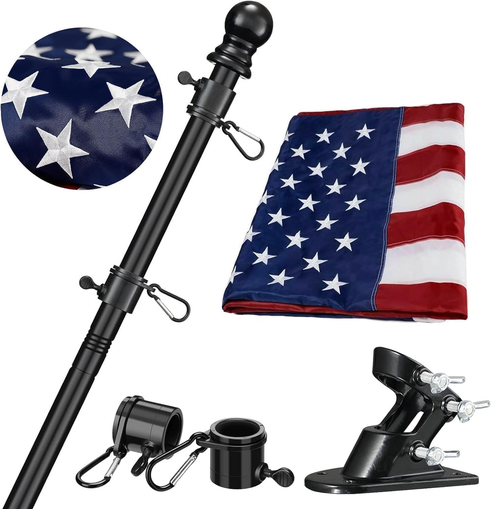 American Flag with Pole Kit - Includes 5ft Tangle Free Metal Flag Pole,4x6 Em...