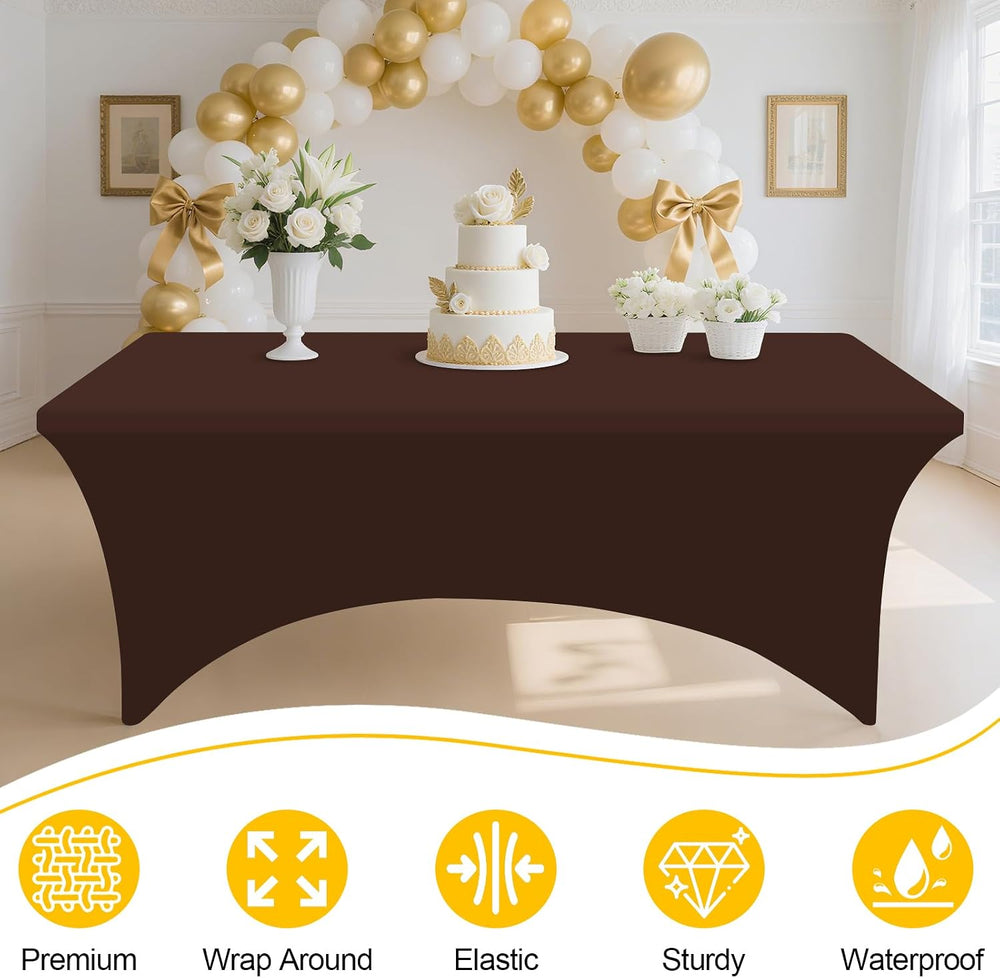 Smiry 2 Pack Spandex Table Cloth 8FT, Elastic Fitted Coffee Tablecloth
